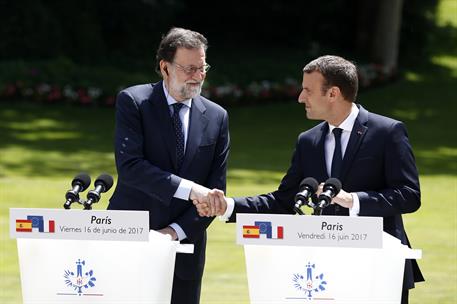 16/06/2017. Mariano Rajoy se reúne con el presidente francés Emmanuel Macron. El presidente del Gobierno, Mariano Rajoy, y el presidente fra...