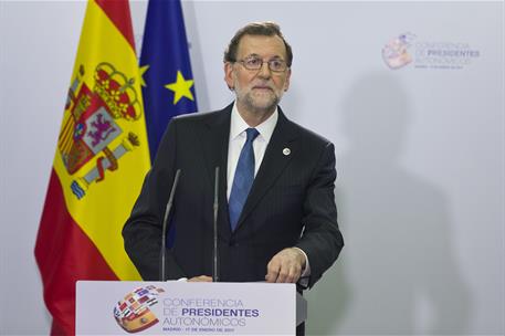 17/01/2017. Mariano Rajoy preside la VI Conferencia de Presidentes. El presidente del Gobierno, Mariano Rajoy, al inicio de la rueda de pren...