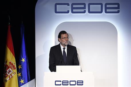 20/04/2017. Rajoy clausura la Asamblea General de la CEOE. El presidente del Gobierno, Mariano Rajoy, durante su intervención en la clausura...