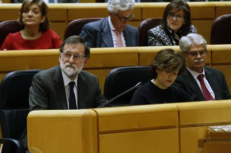 21/11/2017. Rajoy asiste a la sesión de control en el Senado. El presidente del Gobierno, Mariano Rajoy, durante la sesión de control al Eje...
