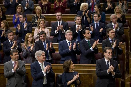 22/02/2017. Visita de Estado a España del presidente de Argentina. El presidente del Gobierno, Mariano Rajoy, y varios miembros de su Gabien...