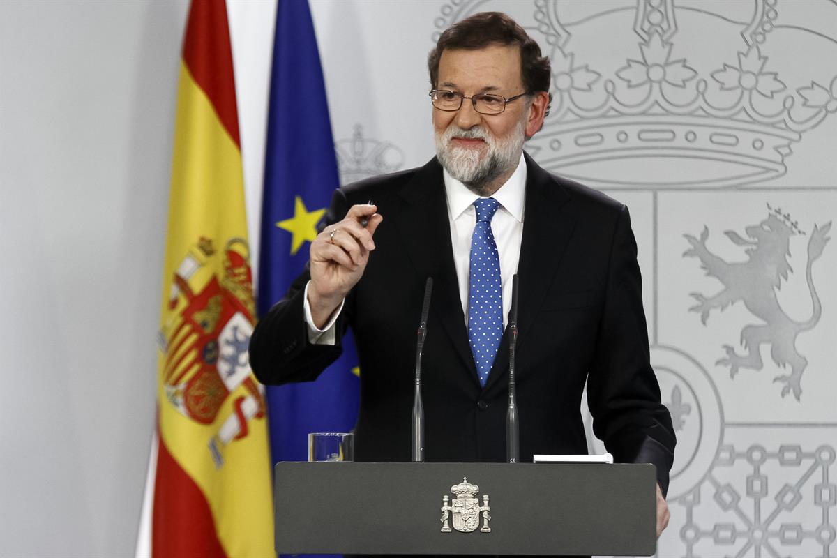 22/12/2017. Rajoy valora los resultados electorales en Cataluña. El presidente del Gobierno, Mariano Rajoy, durante la rueda de prensa en la...