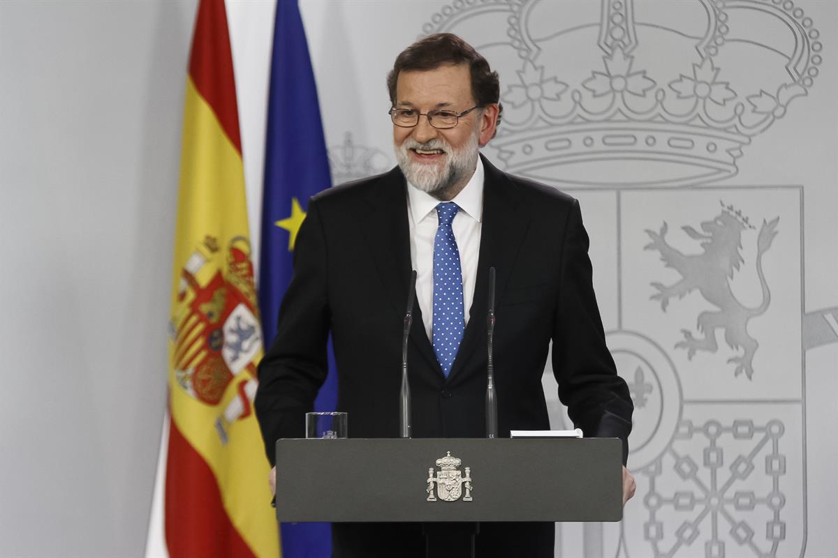 22/12/2017. Rajoy valora los resultados electorales en Cataluña. El presidente del Gobierno, Mariano Rajoy, durante la rueda de prensa en la...