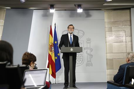22/12/2017. Rajoy valora los resultados electorales en Cataluña. El presidente del Gobierno, Mariano Rajoy, durante la rueda de prensa en la...