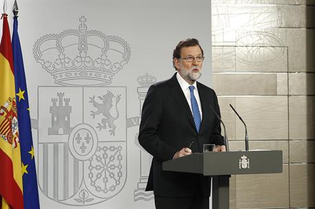 22/12/2017. Rajoy valora los resultados electorales en Cataluña. El presidente del Gobierno, Mariano Rajoy, durante la rueda de prensa en la...