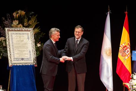 24/02/2017. Visita de Estado a España del Presidente de Argentina. El presidente del Gobierno, Mariano Rajoy, durante el acto de entrega del...