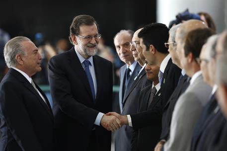 24/04/2017. Viaje oficial de Rajoy a Brasil (primera jornada). El presidente del Gobierno, Mariano Rajoy, junto al presidente de la Repúblic...