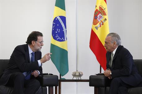 24/04/2017. Viaje oficial de Rajoy a Brasil (primera jornada). El presidente del Gobierno, Mariano Rajoy, durante su encuentro con el presid...