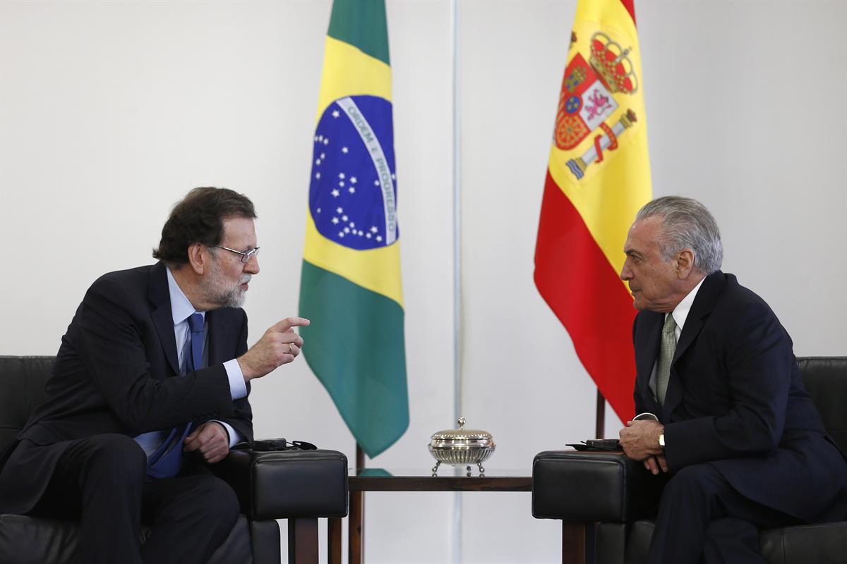24/04/2017. Viaje oficial de Rajoy a Brasil (primera jornada). El presidente del Gobierno, Mariano Rajoy, durante su encuentro con el presid...