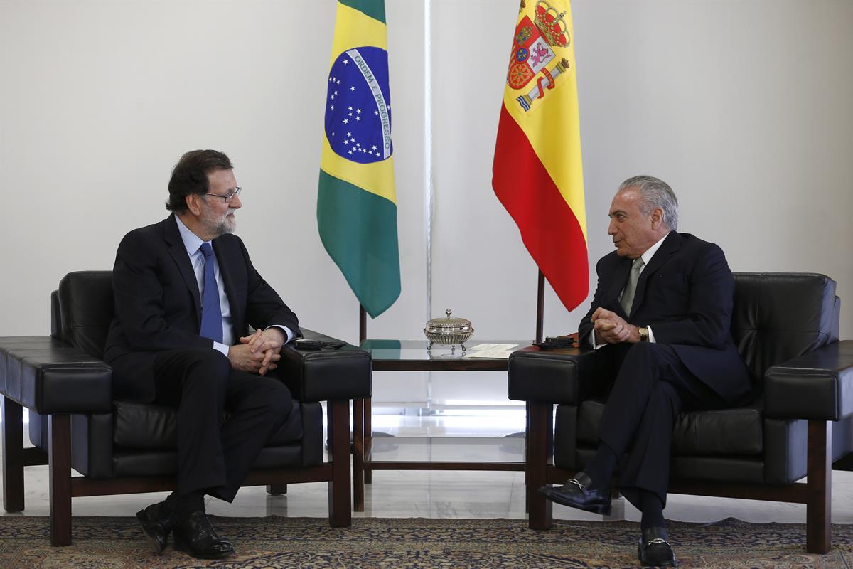 24/04/2017. Viaje oficial de Rajoy a Brasil (primera jornada). El presidente del Gobierno, Mariano Rajoy, durante su encuentro con el presid...