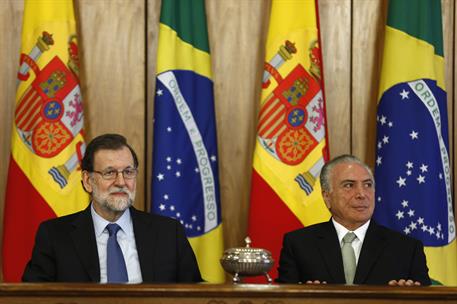 24/04/2017. Viaje oficial de Rajoy a Brasil (primera jornada). El presidente del Gobierno, Mariano Rajoy, junto al presidente de la Repúblic...