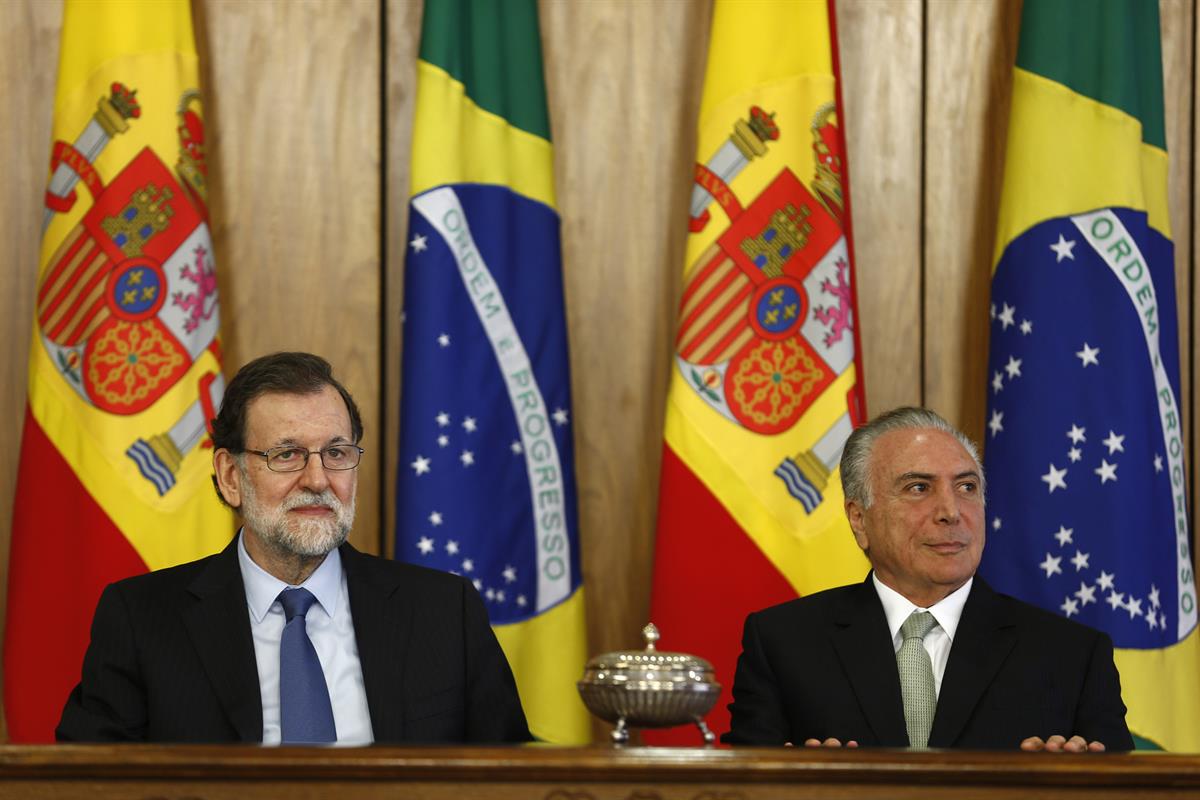 24/04/2017. Viaje oficial de Rajoy a Brasil (primera jornada). El presidente del Gobierno, Mariano Rajoy, junto al presidente de la Repúblic...