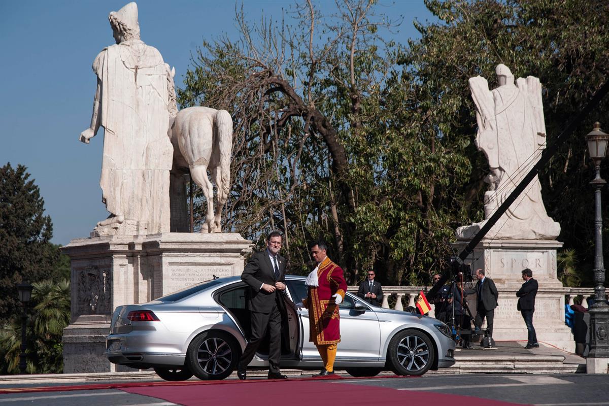 25/03/2017. Rajoy asiste al 60 aniversario de la UE. El presidente del Gobierno, Mariano Rajoy, a su llegada al Campidoglio de Roma para asi...