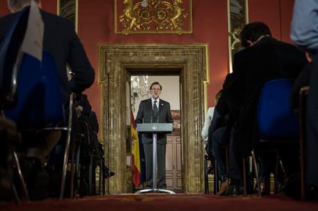 25/03/2017. Rajoy asiste al 60 aniversario de la UE. El presidente del Gobierno, Mariano Rajoy, durante la rueda de prensa ofrecida en la Em...