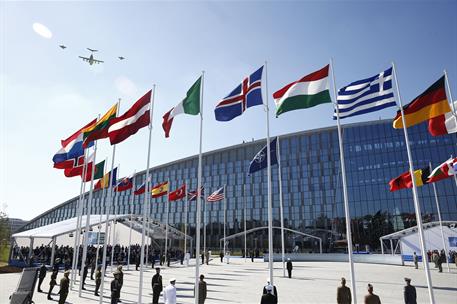 25/05/2017. Rajoy asiste a la reunión especial de la OTAN. Los jefes de Estado y de Gobierno de la OTAN asisten al desfile aéreo durante la ...