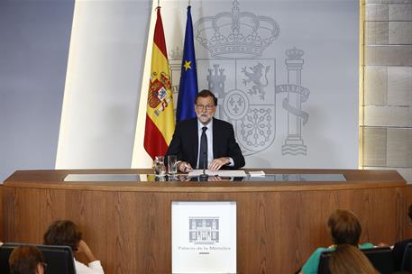 25/08/2017. Rajoy valora los atentados en Cataluña. El presidente del Gobierno, Mariano Rajoy, durante la rueda de prensa posterior al Conse...