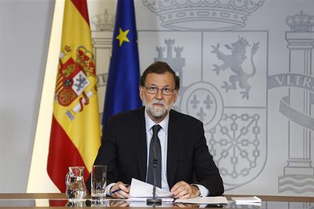 25/08/2017. Rajoy valora los atentados en Cataluña. El presidente del Gobierno, Mariano Rajoy, durante la rueda de prensa posterior al Conse...