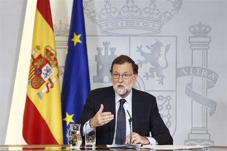 25/08/2017. Rajoy valora los atentados en Cataluña. El presidente del Gobierno, Mariano Rajoy, durante la rueda de prensa posterior al Conse...
