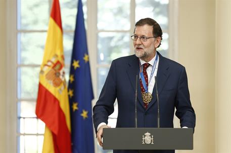 26/06/2017. Rajoy recibe a la selección femenina de baloncesto. El presidente del Gobierno, Mariano Rajoy, en un momento de su intervención ...
