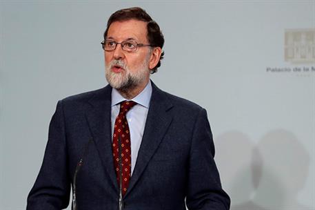 26/12/2017. Rajoy firma con los agentes sociales la subida del SMI. El presidente del Gobierno, Mariano Rajoy, interviene tras la firma del ...