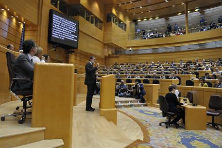 27/10/2017. Rajoy asiste al Pleno del Senado. El presidente del Gobierno, Mariano Rajoy, durante su intervención en el pleno del Senado conv...