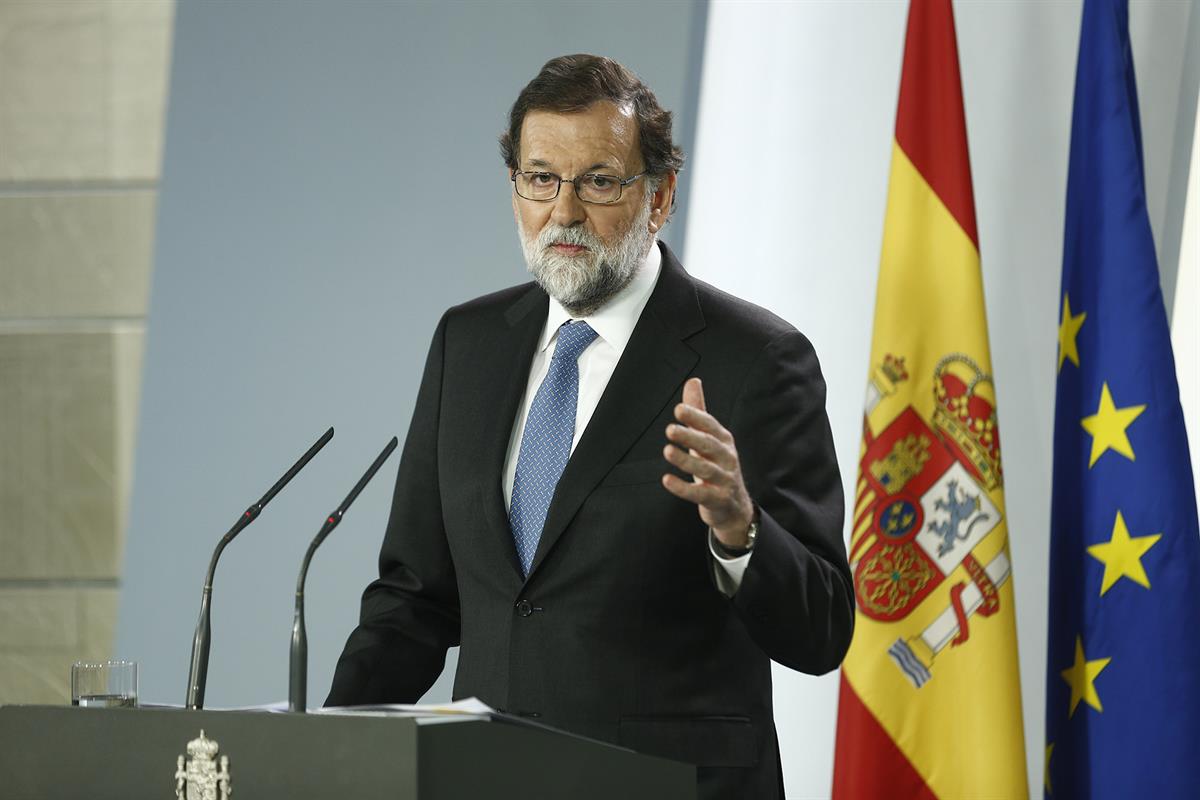 27/10/2017. Rajoy anuncia elecciones en Cataluña. El presidente del Gobierno, Mariano Rajoy, comparece tras el Consejo de Ministros en el qu...