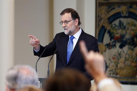 28/07/2017. Rajoy hace balance de la primera mitad de 2017. El presidente del Gobierno, Mariano Rajoy, durante la rueda de prensa ofrecida t...
