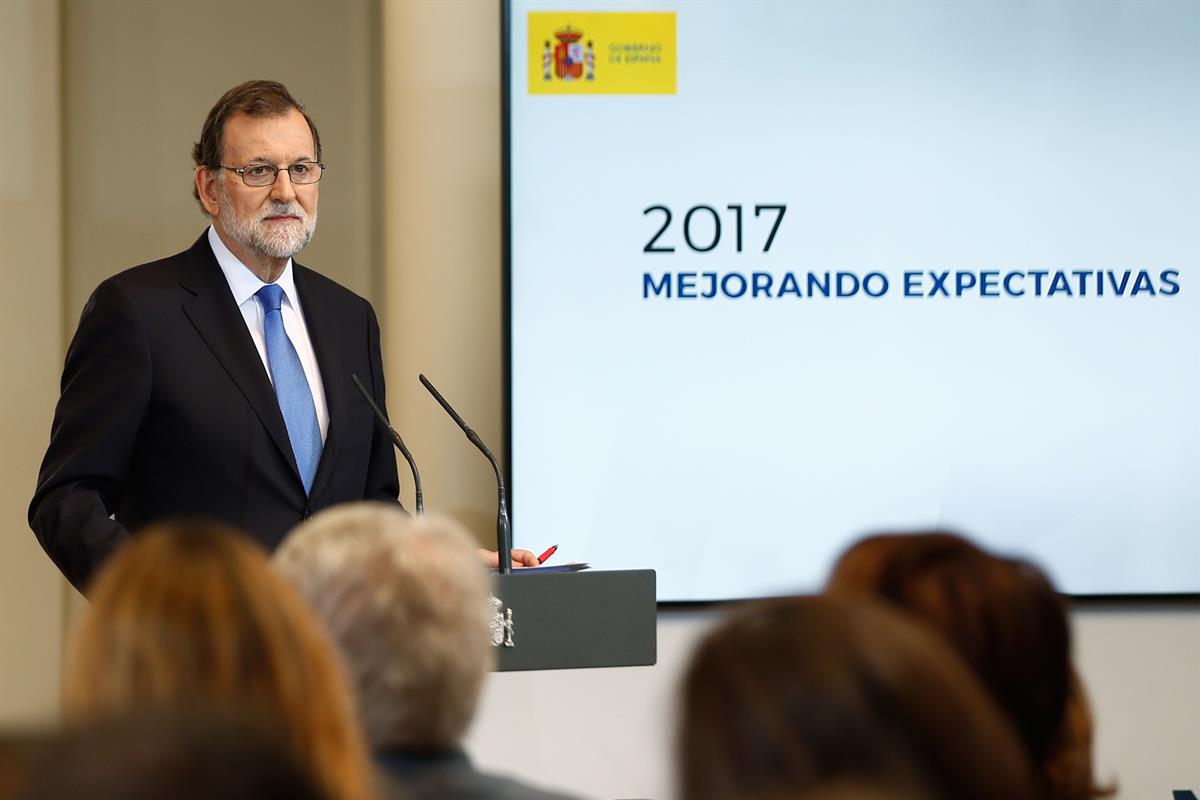 28/07/2017. Rajoy hace balance de la primera mitad de 2017. El presidente del Gobierno, Mariano Rajoy, durante la rueda de prensa ofrecida t...