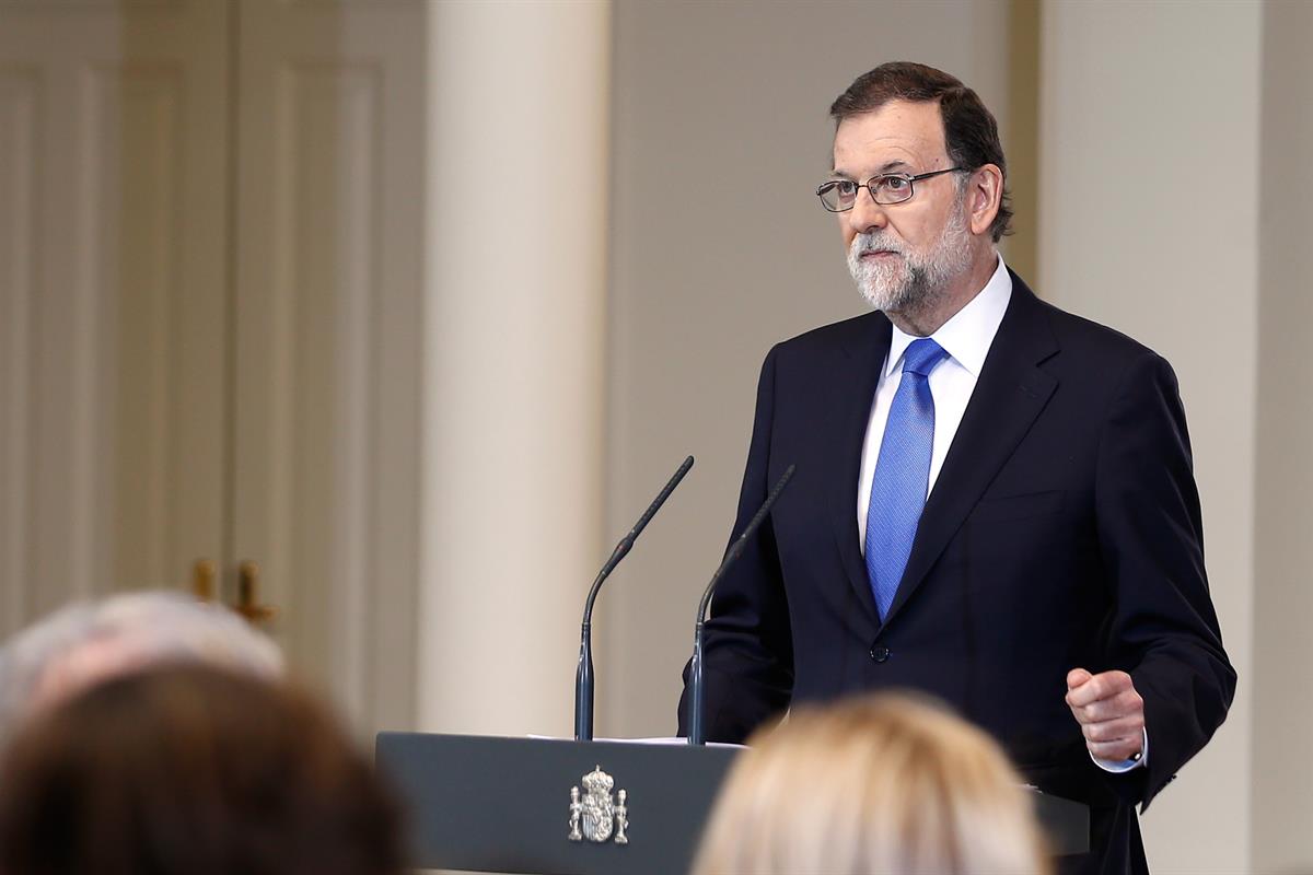28/07/2017. Rajoy hace balance de la primera mitad de 2017. El presidente del Gobierno, Mariano Rajoy, durante la rueda de prensa ofrecida t...