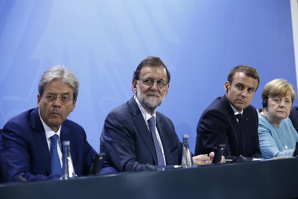 29/06/2017. Rajoy participa en la reunión preparatoria del G-20. El presidente del Gobierno, Mariano Rajoy junto al primer ministro italiano...