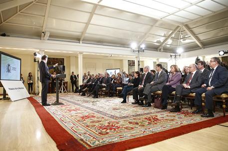 29/12/2017. El presidente del Gobierno hace balance de 2017. El presidente del Gobierno, Mariano Rajoy, durante la rueda de prensa en La Mon...