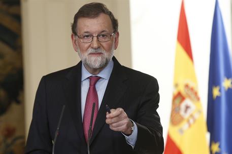 29/12/2017. El presidente del Gobierno hace balance de 2017. El presidente del Gobierno, Mariano Rajoy, durante el desarrollo de la rueda de...