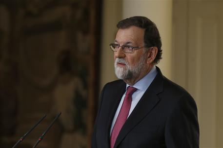29/12/2017. Rajoy hace balance del año 2017. El presidente del Gobierno, Mariano Rajoy, durante la rueda de prensa en La Moncloa en la que o...