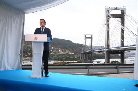 30/12/2017. Rajoy inaugura la ampliación del Puente de Rande. El presidente del Gobierno, Mariano Rajoy, durante el acto de inauguración de ...