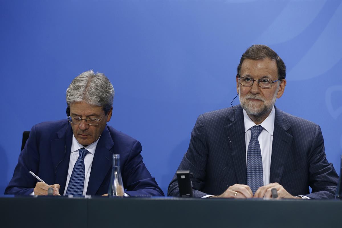 29/06/2017. Rajoy participa en la reunión preparatoria del G-20. El presidente del Gobierno, Mariano Rajoy junto al primer ministro italiano...