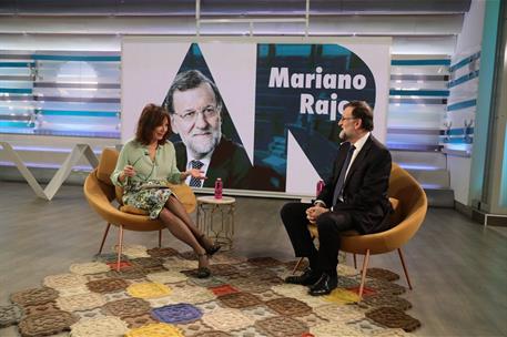 1/03/2018. Rajoy es entrevistado en "El Programa de Ana Rosa", de Telecinco. El presidente del Gobierno, Mariano Rajoy, durante la entrevist...