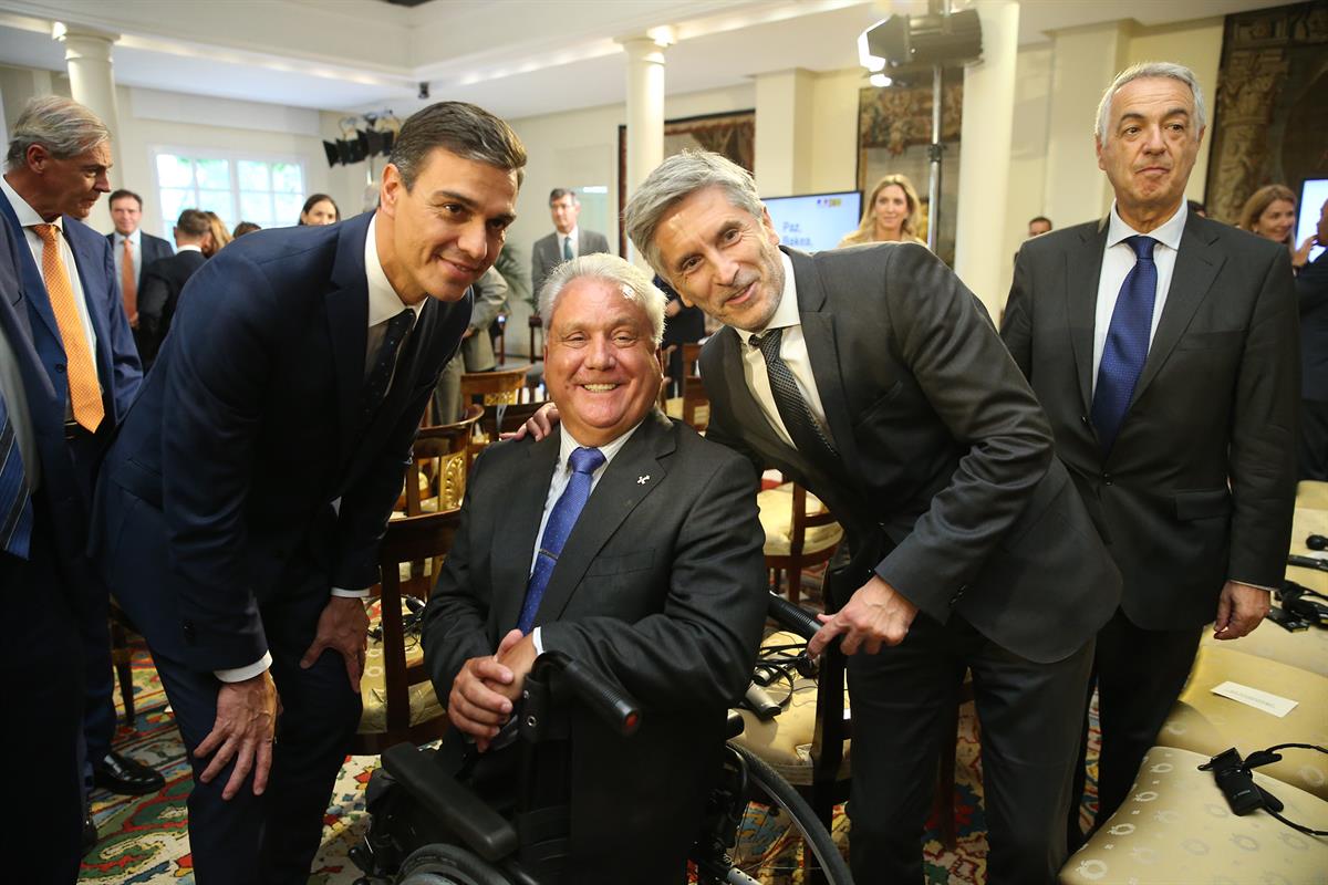 1/10/2018. Sánchez preside el Acto de cooperación en lucha antiterrorista. El presidente del Gobierno, Pedro Sánchez, y el ministro del Inte...