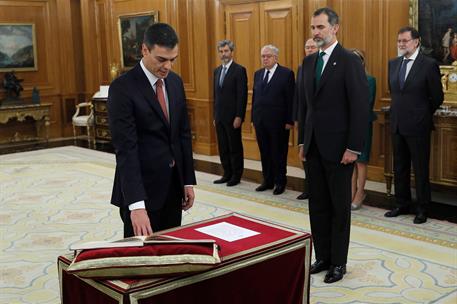 2/06/2018. Pedro Sánchez nuevo presidente del Gobierno. Pedro Sánchez promete su cargo, como nuevo presidente del Gobierno, ante el Rey Felipe VI.