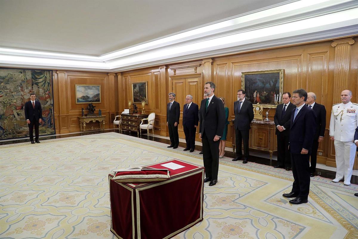 2/06/2018. Pedro Sánchez, nuevo presidente del Gobierno. Pedro Sánchez promete su cargo como presidente del Gobierno ante el Rey Felipe VI.