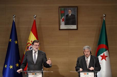 3/04/2018. VII Reunión de Alto Nivel Argelia-España. El presidente del Gobierno, Mariano Rajoy, junto al primer ministro de la República de ...