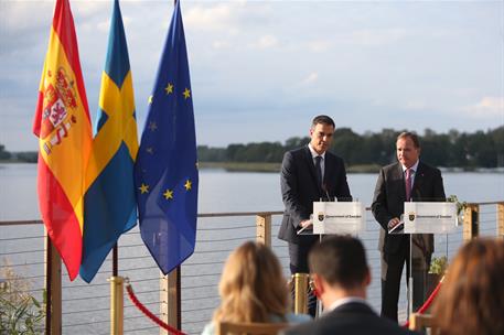 5/09/2018. Viaje del presidente del Gobierno a Suecia. El presidente del Gobierno, Pedro Sánchez, y el primer ministro del Reino de Suecia, ...