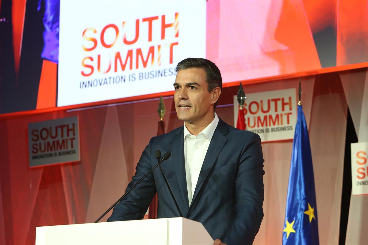 5/10/2018. Pedro Sánchez clausura el foro "South Summit 18". El presidente del Gobierno, Pedro Sánchez, durante su intervención en el acto d...