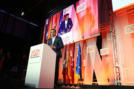 5/10/2018. Pedro Sánchez clausura el foro "South Summit 18". El presidente del Gobierno, Pedro Sánchez, durante su intervención en el acto d...