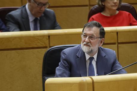 6/03/2018. Rajoy asiste a la sesión de control al Gobierno en el Senado. El presidente del Gobierno, Mariano Rajoy, durante la sesión de con...