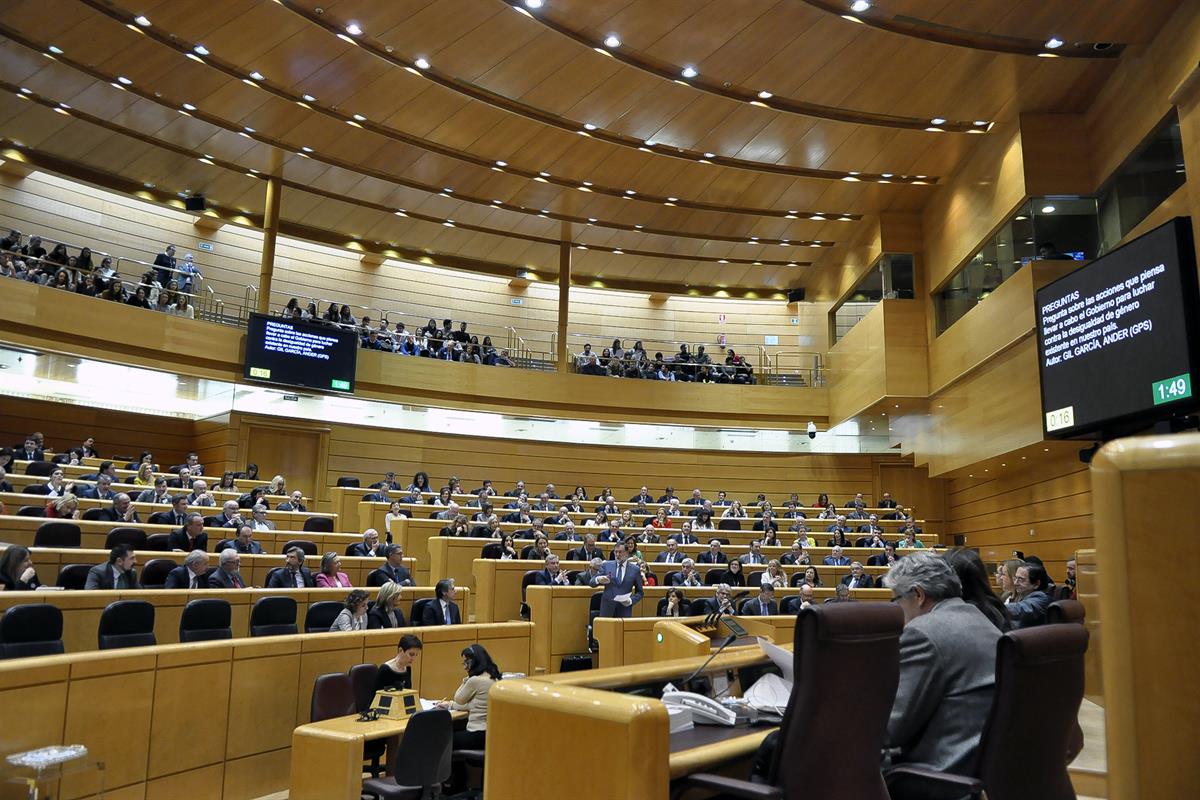 6/03/2018. Rajoy asiste a la sesión de control al Gobierno en el Senado. El presidente del Gobierno, Mariano Rajoy, durante la sesión de con...