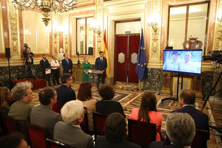 6/09/2018. Presentación de los actos conmemorativos del 40 aniversario de la Constitución. El presidente del Gobierno, Pedro Sánchez; la pre...
