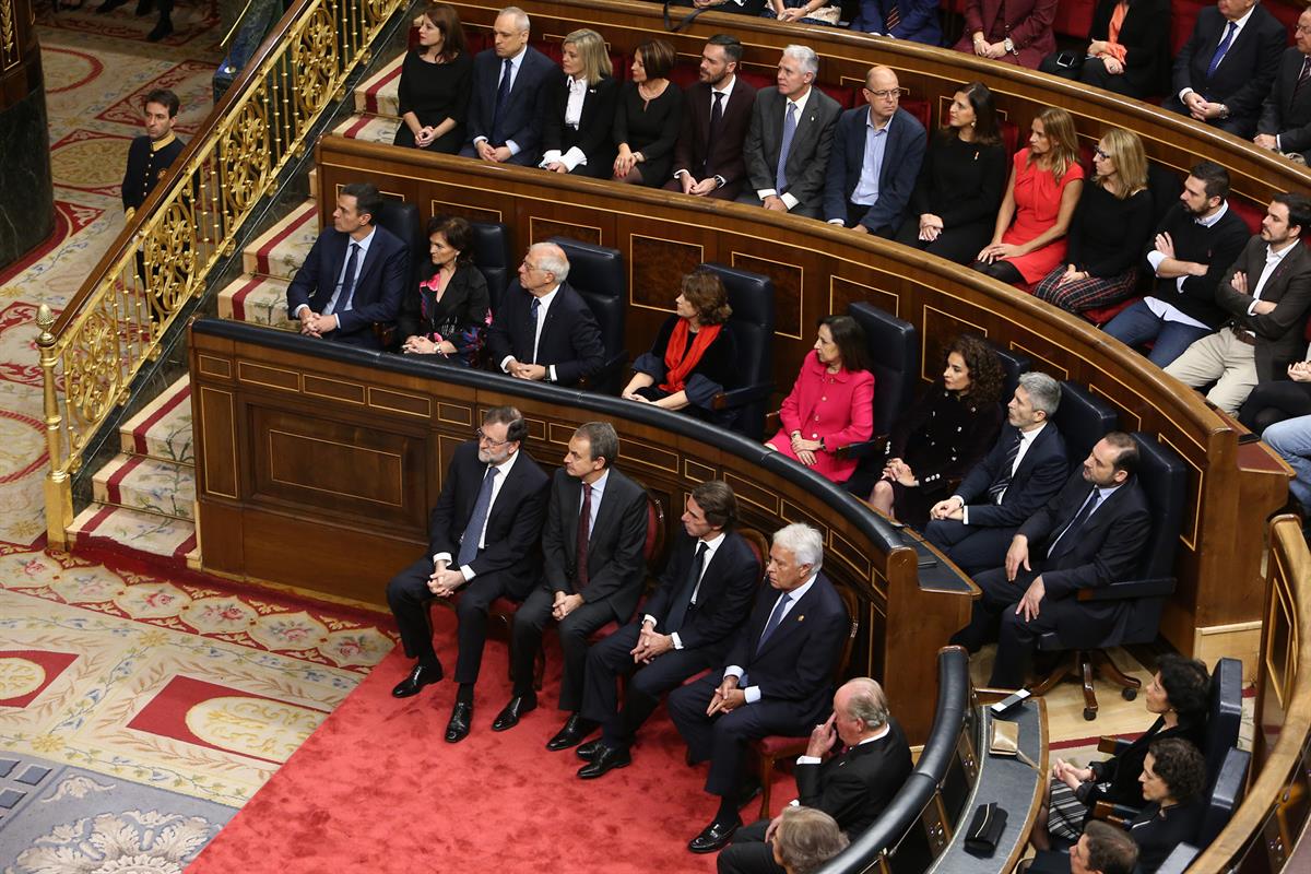 6/12/2018. Conmemoración del 40 Aniversario de la Constitución Española. Los presidentes del Gobierno, Pedro Sánchez, Mariano Rajoy, Jose Lu...