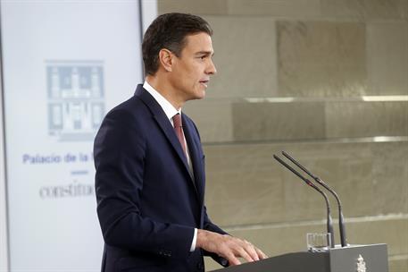 7/11/2018. Sánchez anuncia medidas tras la decisión del Supremo sobre las hipotecas. El presidente del Gobierno, Pedro Sánchez, durante la r...