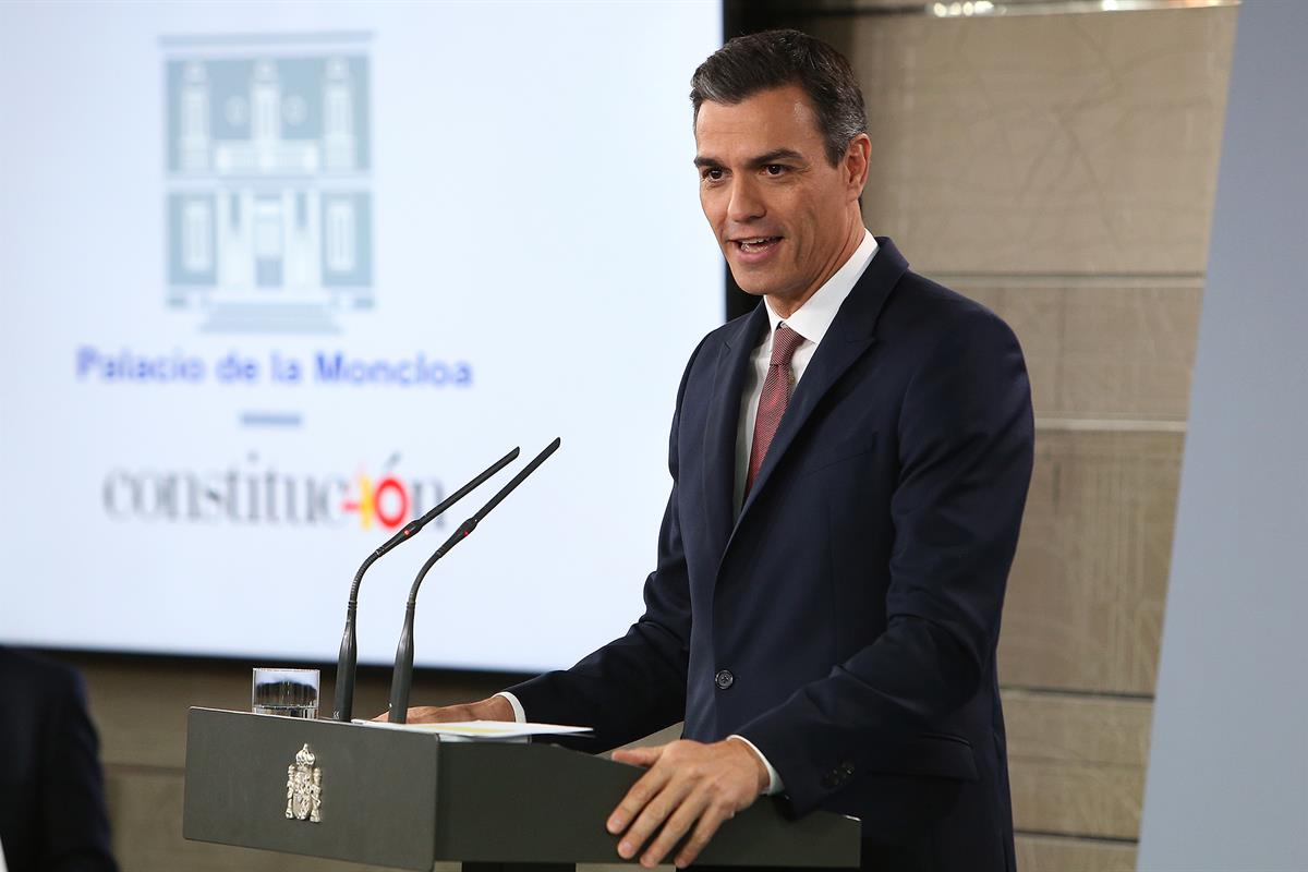 7/11/2018. Sánchez anuncia medidas tras la decisión del Supremo sobre las hipotecas. El presidente del Gobierno, Pedro Sánchez, durante la r...