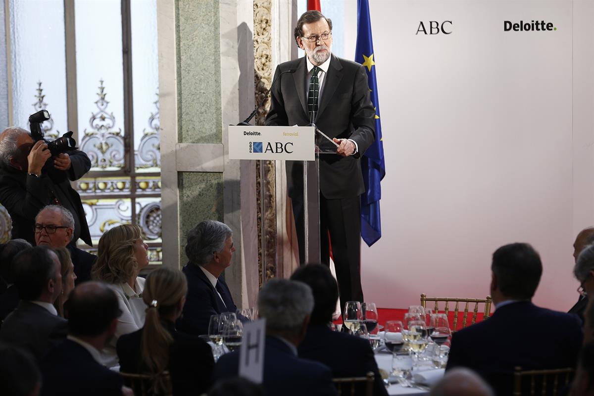 8/02/2018. Rajoy participa en el Foro ABC. El presidente del Gobierno, Mariano Rajoy, durante su intervención en el almuerzo-coloquio organi...